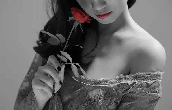 Картинка девушка, настроение, роза