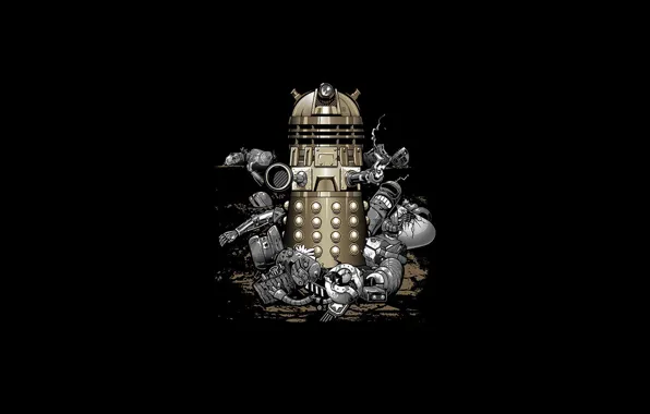 Картинка роботы, черный фон, Doctor Who, Доктор Кто, Dalek, Далек