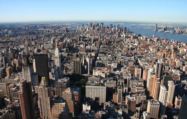 Небоскребы, крыши, Манхэттен, мегаполис, Manhattan