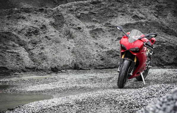 Картинка красный, мотоцикл, red, суперспорт, Ducati, дукати, насыпь, 1199