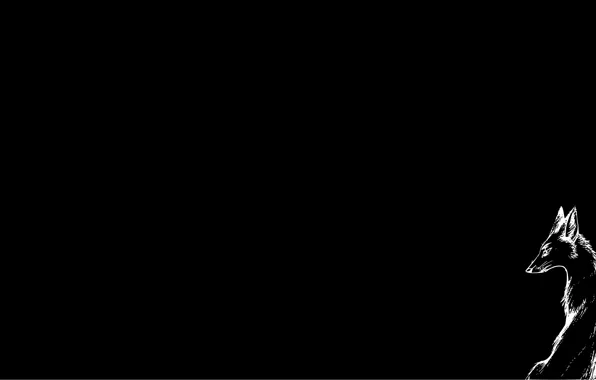 BLACK, FOX, ONE, MINIMALISM, LONELINESS