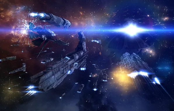 Туманность, праздник, станция, салют, Космос, space, космический корабль, eve online