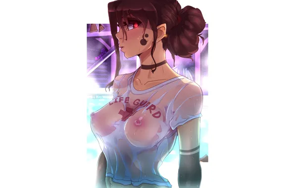 Kawaii, girl, hot, sexy, wet, nipples, boobs, anime
