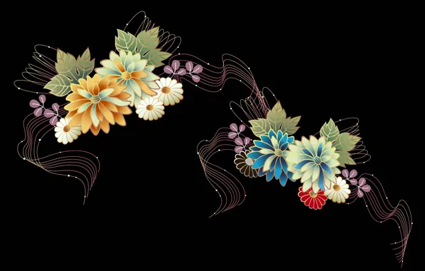 Картинка линии, цветы, узор, лепестки