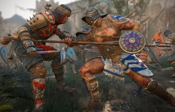 Картинка blood, game, armor, weapon, man, gladiator, samurai, shield