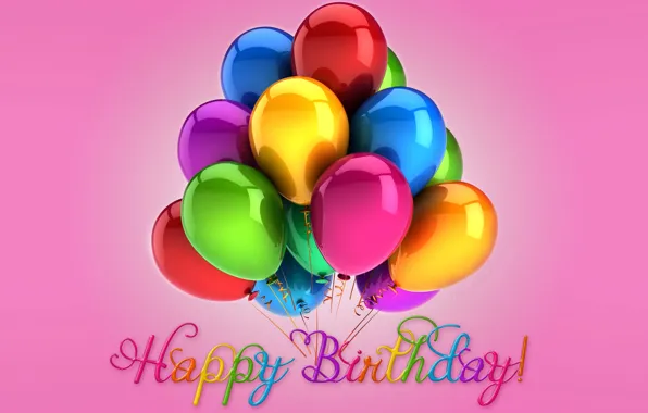 Картинка воздушные шары, день рождения, colorful, Happy Birthday, balloons, Design by Marika