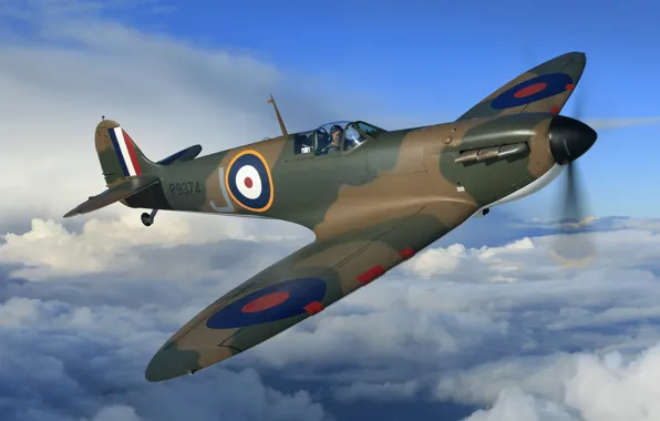 Картинка Истребитель, Spitfire, Supermarine Spitfire, RAF, Вторая Мировая Война