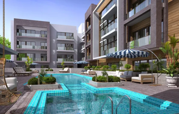 Вода, зонты, MODERN APARTMENT, SWIMMING POOL, dharwarwala pool