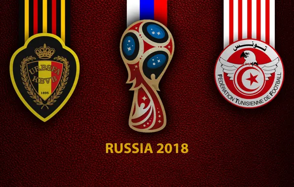 Wallpaper, sport, logo, football, FIFA World Cup, Russia 2018, Belgium vs Tunisia