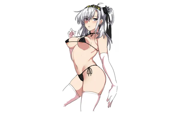 Girl, sexy, cleavage, thighhighs, long hair, boobs, anime, beautiful