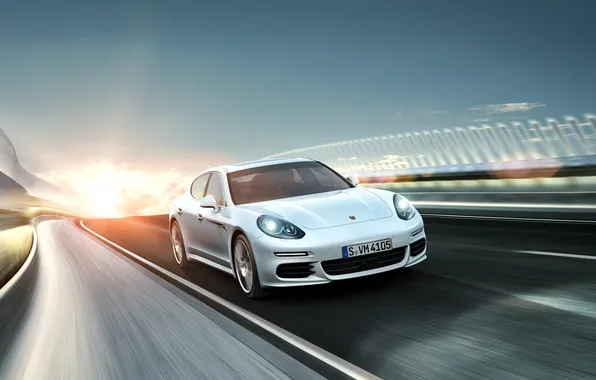 Картинка Porsche, Panamera, порше, панамера, автобан, 2015