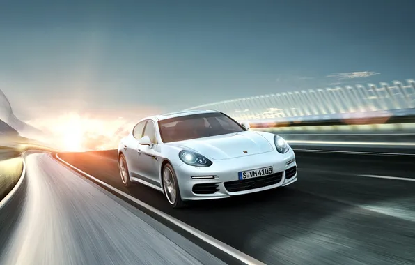 Porsche, Panamera, порше, панамера, автобан, 2015