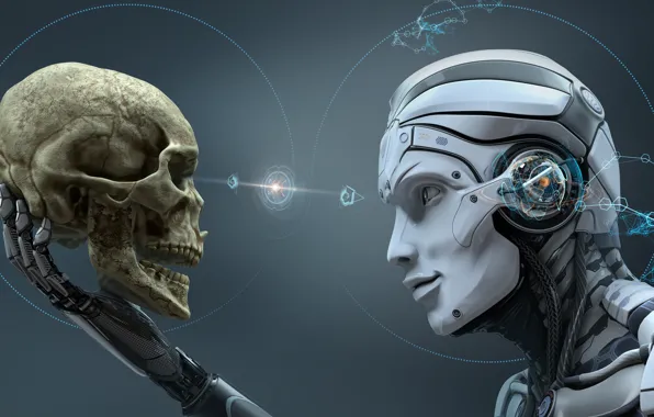 Картинка skull, robot, head