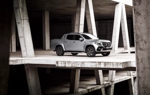 Mercedes-Benz, строение, пикап, 2018, X-Class, серо-серебристый