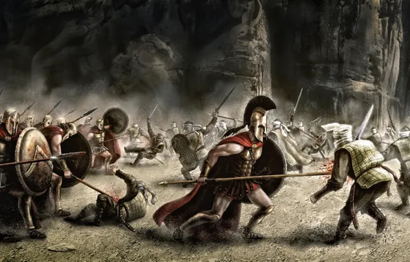 Картинка оружие, войны, арт, битва, 300 spartans