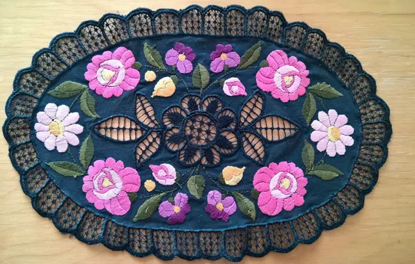 Flower, decorative, cloth, napkin, oval, doily, coloured