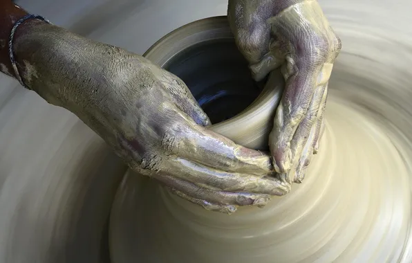 Руки, ваза, кувшин, глина, hands, vase, гончар, keramik