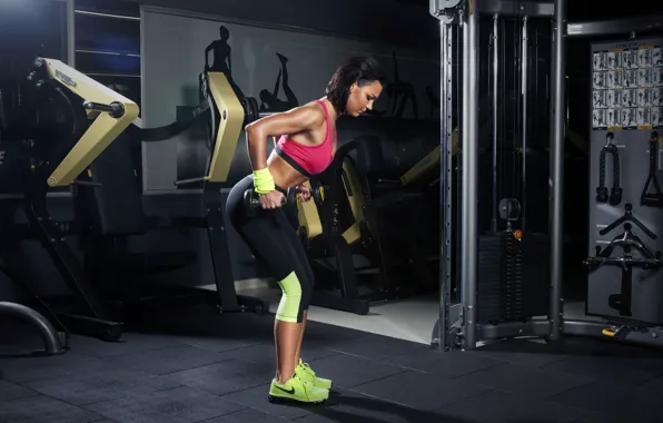 Картинка girl, brunette, pose, workout, fitness