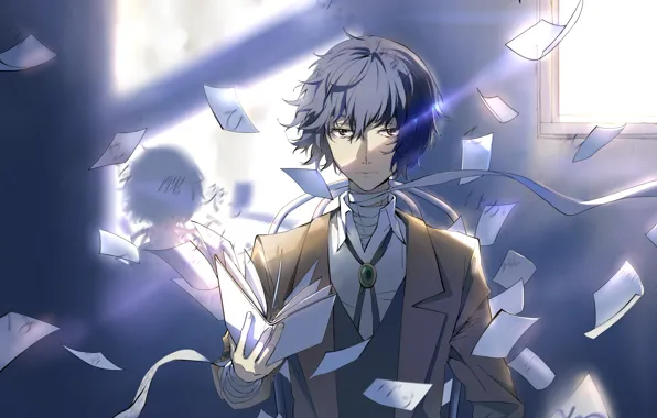 Штрихи, Bungou Stray Dogs, Листы бумаги, Бродячие Псы: Литературные Гении, Дазай Осаму