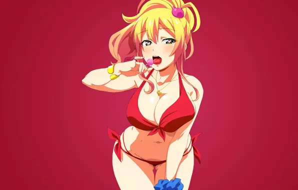 Kawaii, red, long hair, boobs, woman, big, breast, beautiful