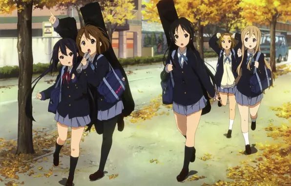 Осень, гитара, K-On!, keion, Муги, Mio Akiyama, Мио Акияма, Юи Хирасава