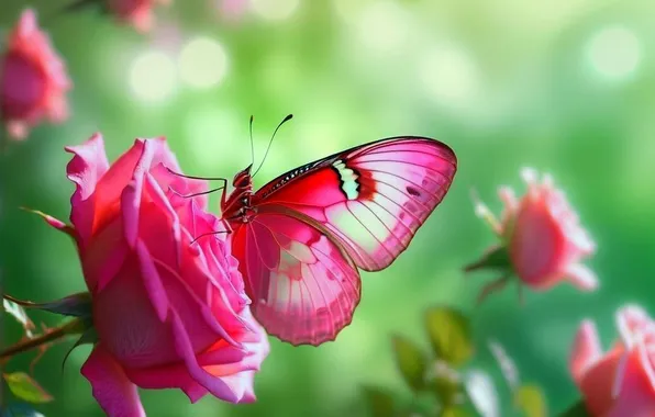 Макро, бабочка, Macro, Butterfly, цифровое искусство, cгенерировано ИИ