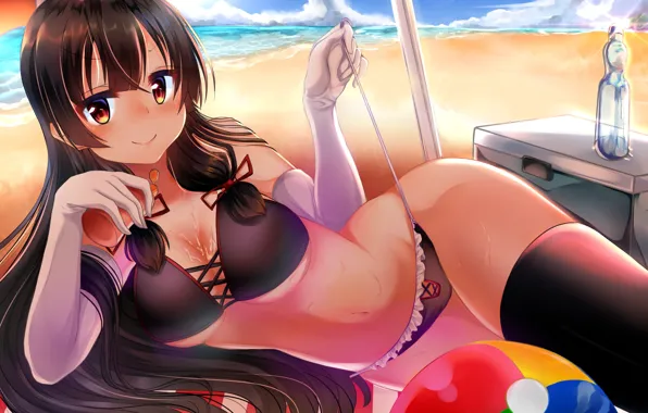 Beach, boobs, breast, umbrella, anime, tits, asian, big tits