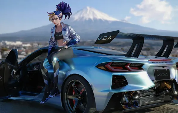 Картинка car, girl, game, league of legends