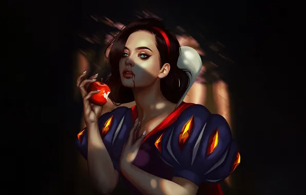 Apple, Девушка, Яблоко, Girl, Арт, Art, Белоснежка, Snow White