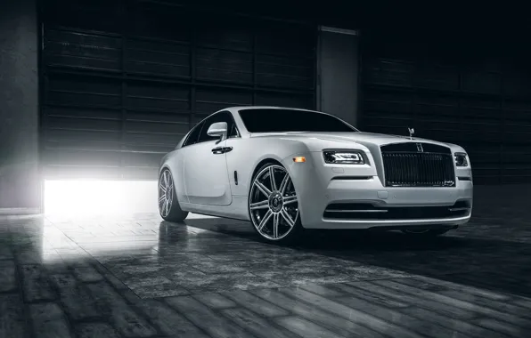 Картинка Rolls-Royce, Car, Front, White, Wheels, Class, Premium, Wraith