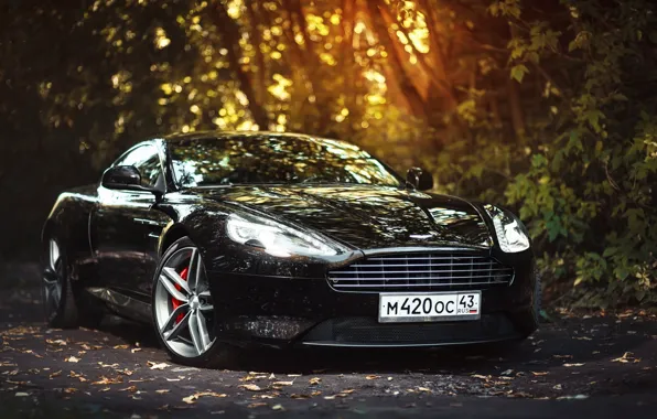 Картинка Aston Martin, Car, Front, Black, Sun, Super, Virage