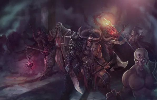 Diablo 3, rpg, Demon Hunter, Witch Doctor, Barbarian, Wizard, Monk