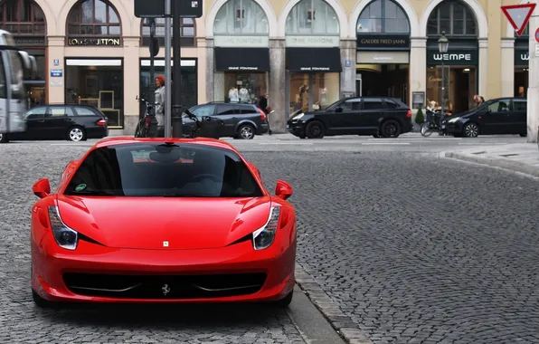 Город, спорткар, ferrari, 458, italia