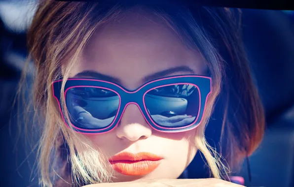 Девушка, лицо, очки, Halston Sage