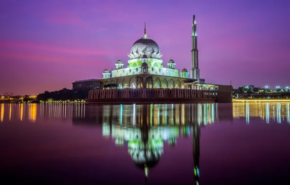 Картинка пейзаж, city, город, мечеть, landscape, Kuala Lumpur, Куала-Лумпур, mosque