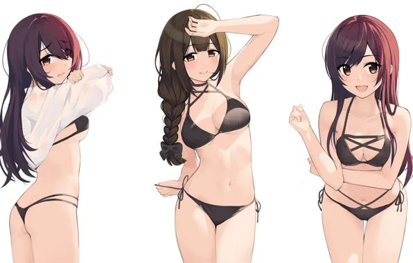 Sexy, ass, cleavage, red hair, long hair, girls, boobs, anime