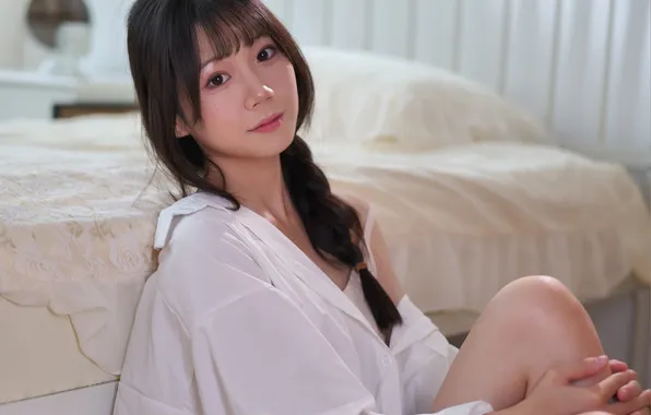 Beautiful, Asian, Model, Smile, Bed, Woman, Cute, Pretty