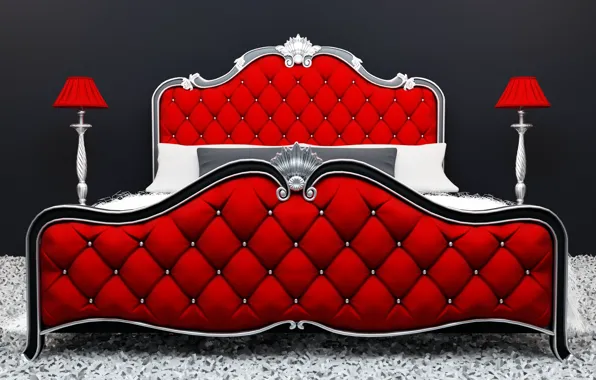 Картинка red, design, bed, decoration
