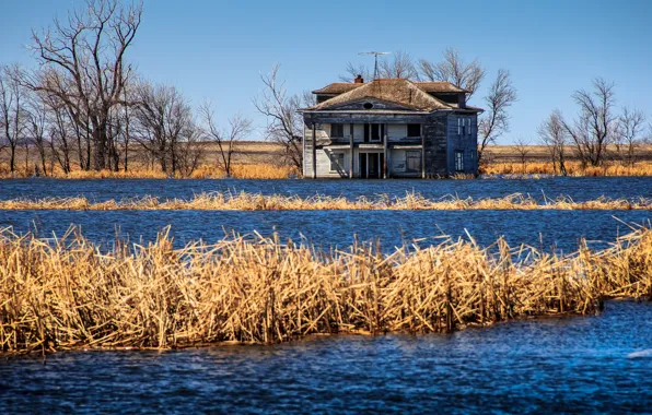 Пейзаж, река, дома