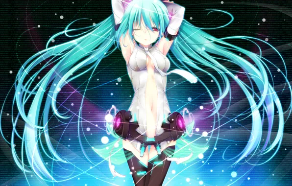 Костюм, галстук, вокалоид, Hatsune miku, vokaloid