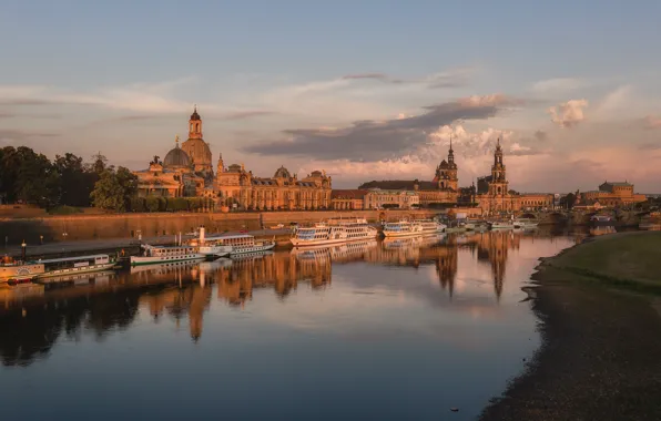 Отражение, корабли, Germany, водоём, Dresden