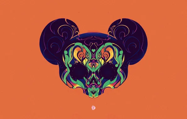 Минимализм, Фон, Арт, Skull, Mickey Mouse, Mickey, Characters, Mickey Mouse Skull