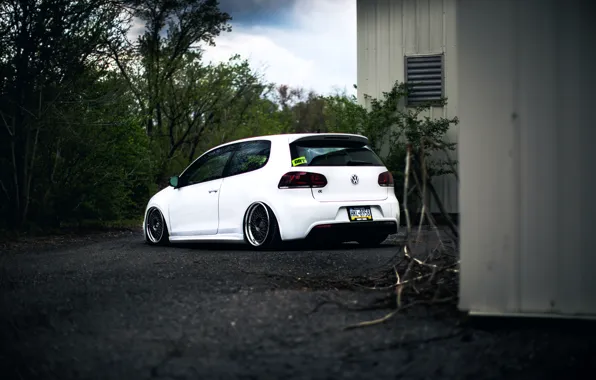 Картинка Volkswagen, white, R32, Golf, MK6, Stance