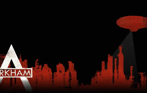 Город, batman, дирижабль, постер, arkham city