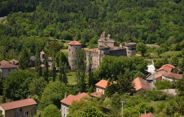 Франция, Дома, Панорама, Замок, Крыши, France, Castle, Panorama