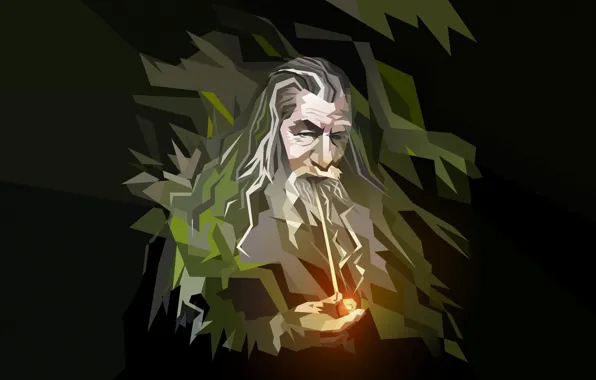 Картинка абстракция, трубка, арт, Властелин колец, старик, The Lord of the Rings, волшебник, Gandalf