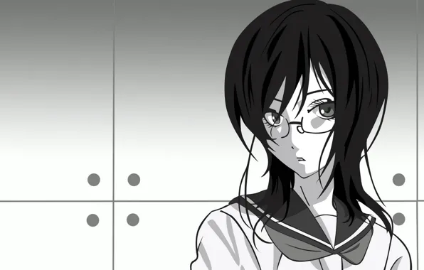 Девушка, стена, очки, Sayonara Zetsubou Sensei, Прощай безрадостный сенсей