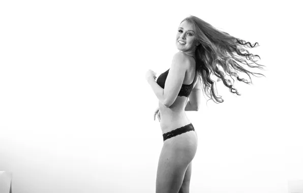 Girl, lingerie, woman, model, hair, black and white, female, Leanna Decker