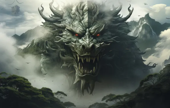 Картинка fantasy, landscape, style, mountain, scene