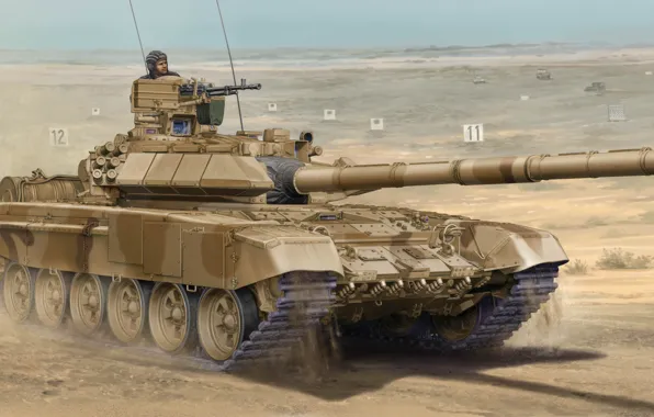 Картинка war, art, tank, paining, T-90SA Main Tank